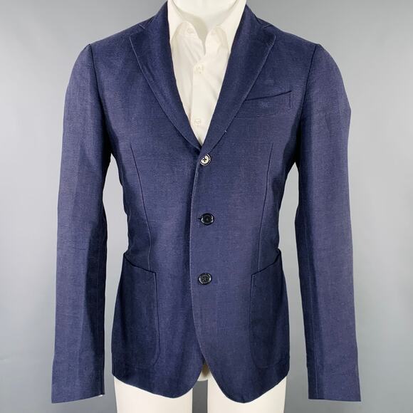 E. FORMICOLA Size 38 Blue Linen Cotton Single Breasted Jacket - Picture 1 of 6